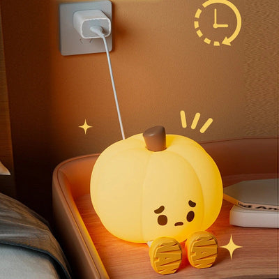 Pumpkin Silicone Pat Lamp - Relaxing Light, Sleep Timer, Soft Touch, Three Brightness Levels