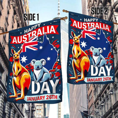 Happy Australia Day January 26th Koala and Kangaroo Australia Flag